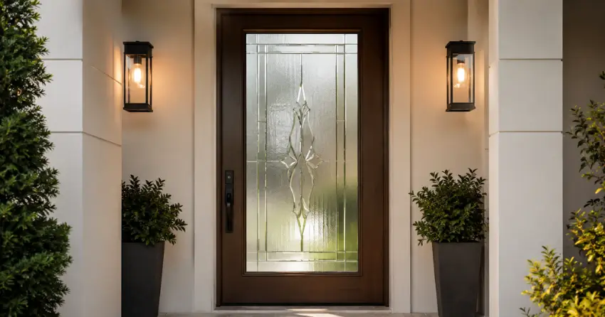 decorative frosted glass panel installed in a front door in Rich Hill, New Tecumseth