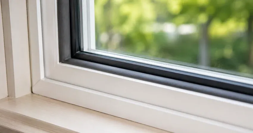 technician inspecting window weatherstripping for drafty window repair Beeton, New Tecumseth